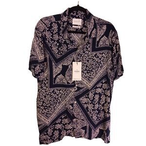 Size Large Cactus Man Ricky Singh Men's Dress Shirt Resort wear NWT Blue